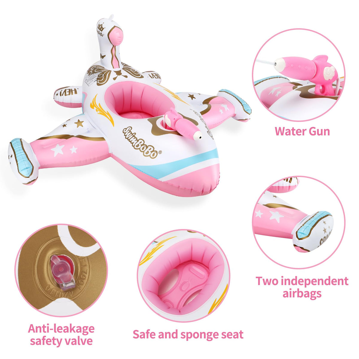 Free Swimming Baby pink airplane pool float brightens sunny days for play