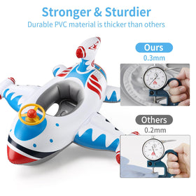 Free Swimming Baby Swimbobo airplane side view shows stable buoyant support in water