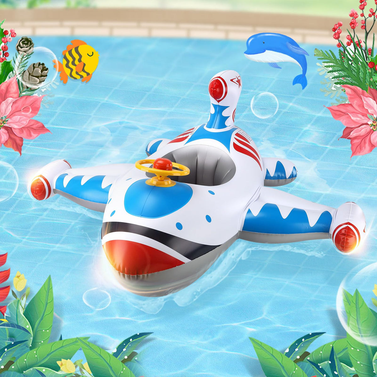 Free Swimming Baby Swimbobo airplane inflate valve makes quick setup easy
