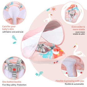 Swimbobo infant float with bottom support prevents sliding.