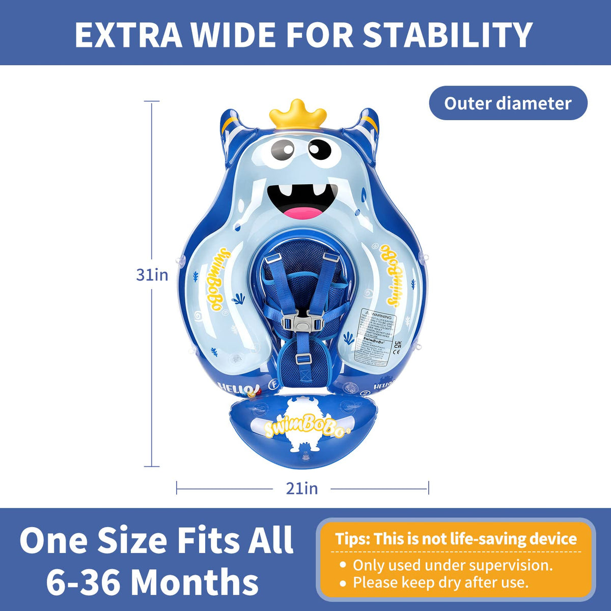 Free Swimming Baby Swimbobo float demonstrates horizontal kick learning safely.