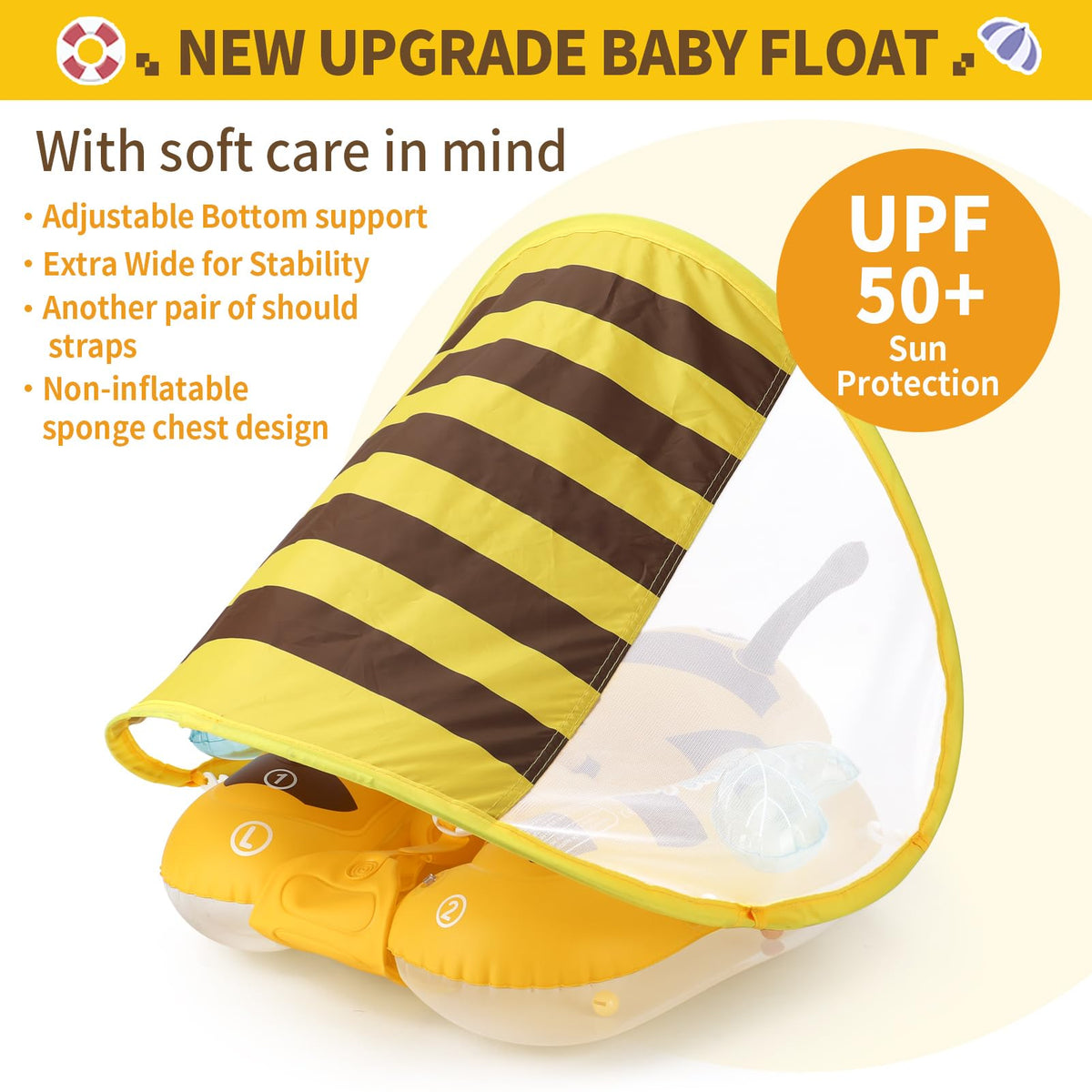 Baby using Swimbobo float in horizontal position to learn kicking and balance