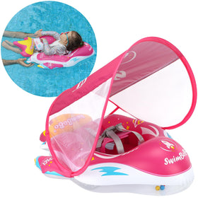 Free Swimming Baby Swimbobo Spaceship Float, red, provides stable, enjoyable water fun.