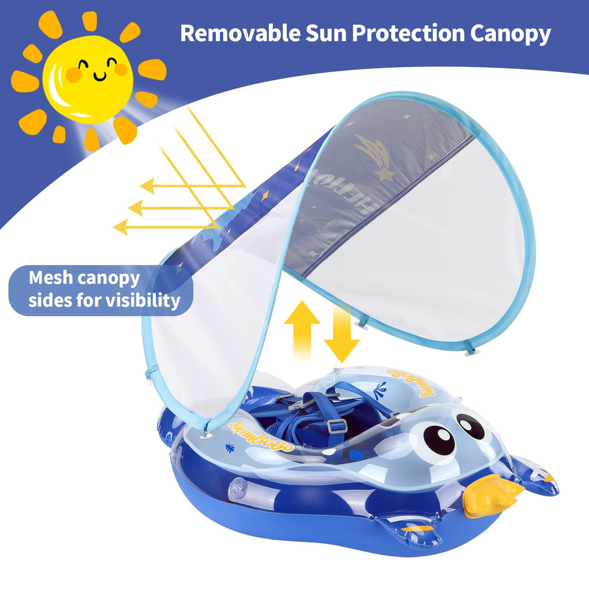 Free Swimming Baby Swimbobo sponge chest-support cushions the baby's belly.