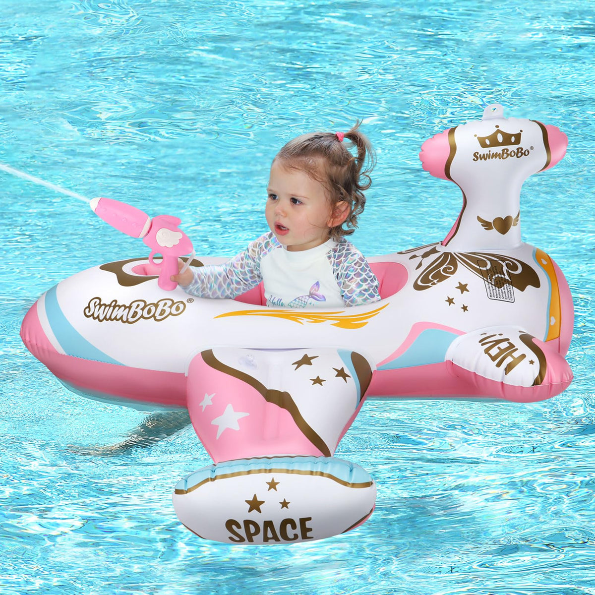 Free Swimming Baby Swimbobo tank pool float with water gun for hands-free splashes