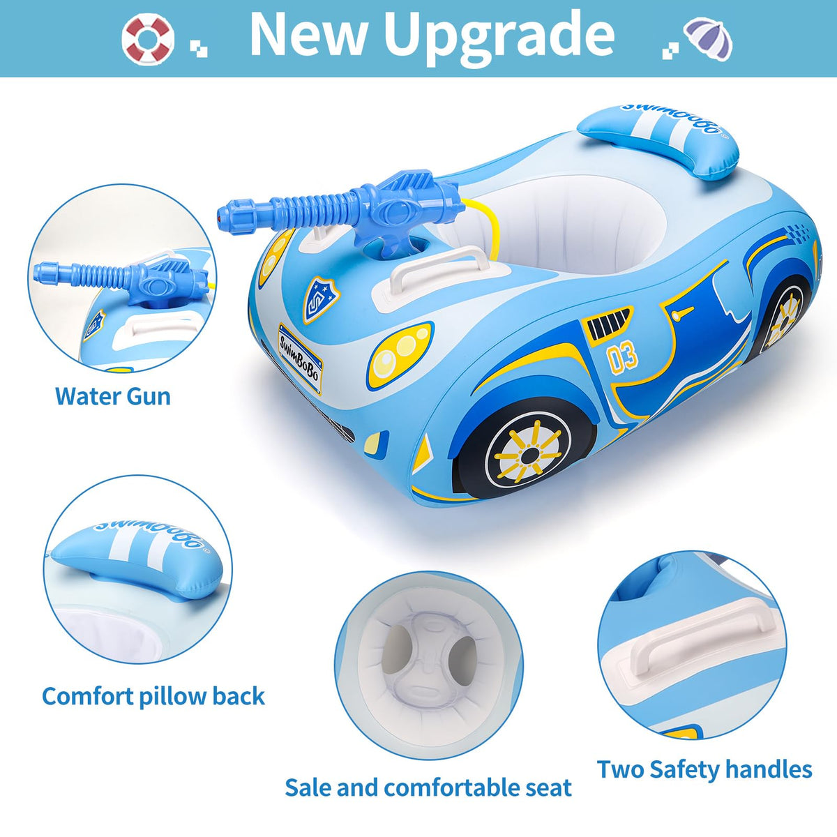 Free Swimming Baby Swimbobo toddler pool float offers safe support for kids.