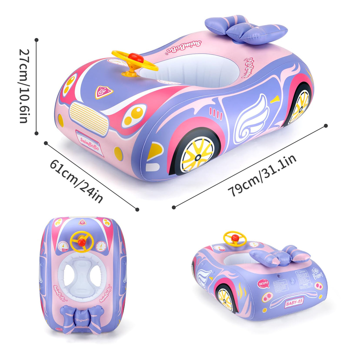 Free Swimming Baby Swimbobo inflatable float with straw valve for quick setup