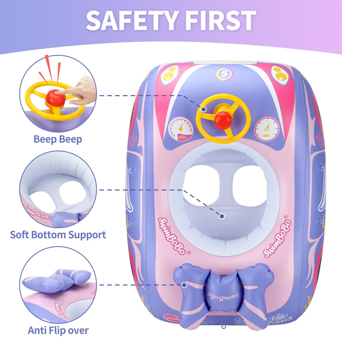 Free Swimming Baby Swimbobo float steering wheel close-up for imaginative play
