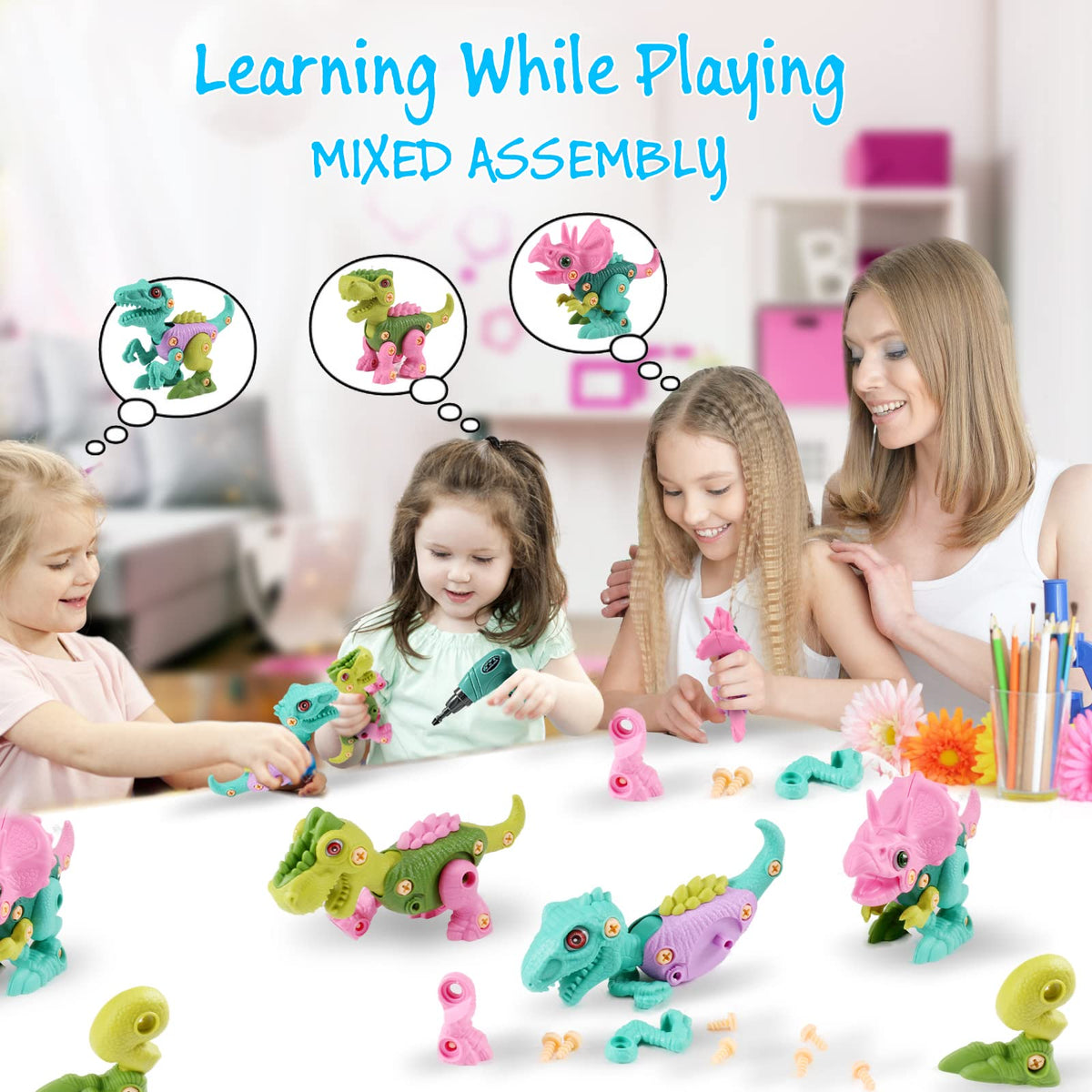 FREE TO FLY 3-pack parts invite kids to mix and match dinosaurs.