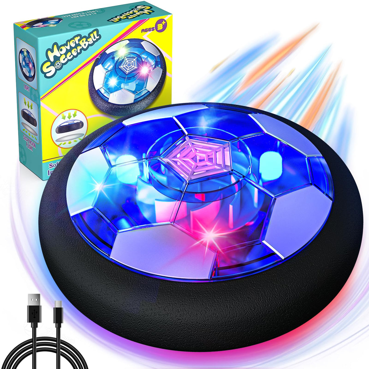 Freecat hover ball front view for indoor play with safe bumper