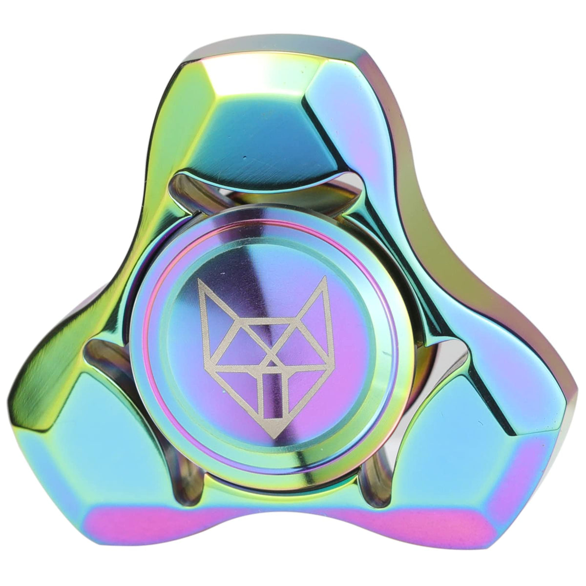 FREELOVE metal fidget spinner with rainbow finish for smooth, long spins.