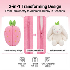 Freetoes bunny pillow function unfolds into a cozy pillow for relaxation.