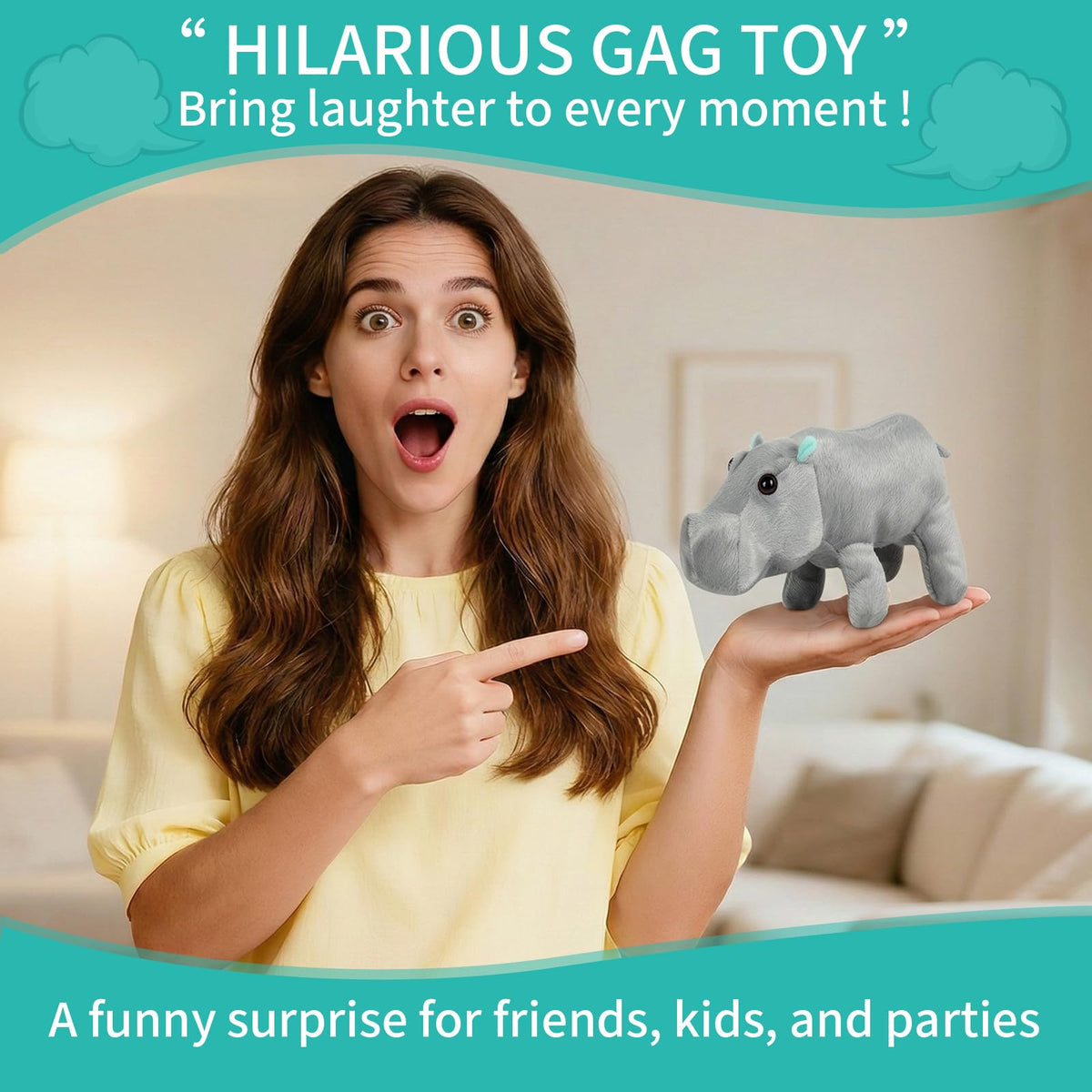 Freetoes Farting Hippo Plush soft fabric for cozy hugs.