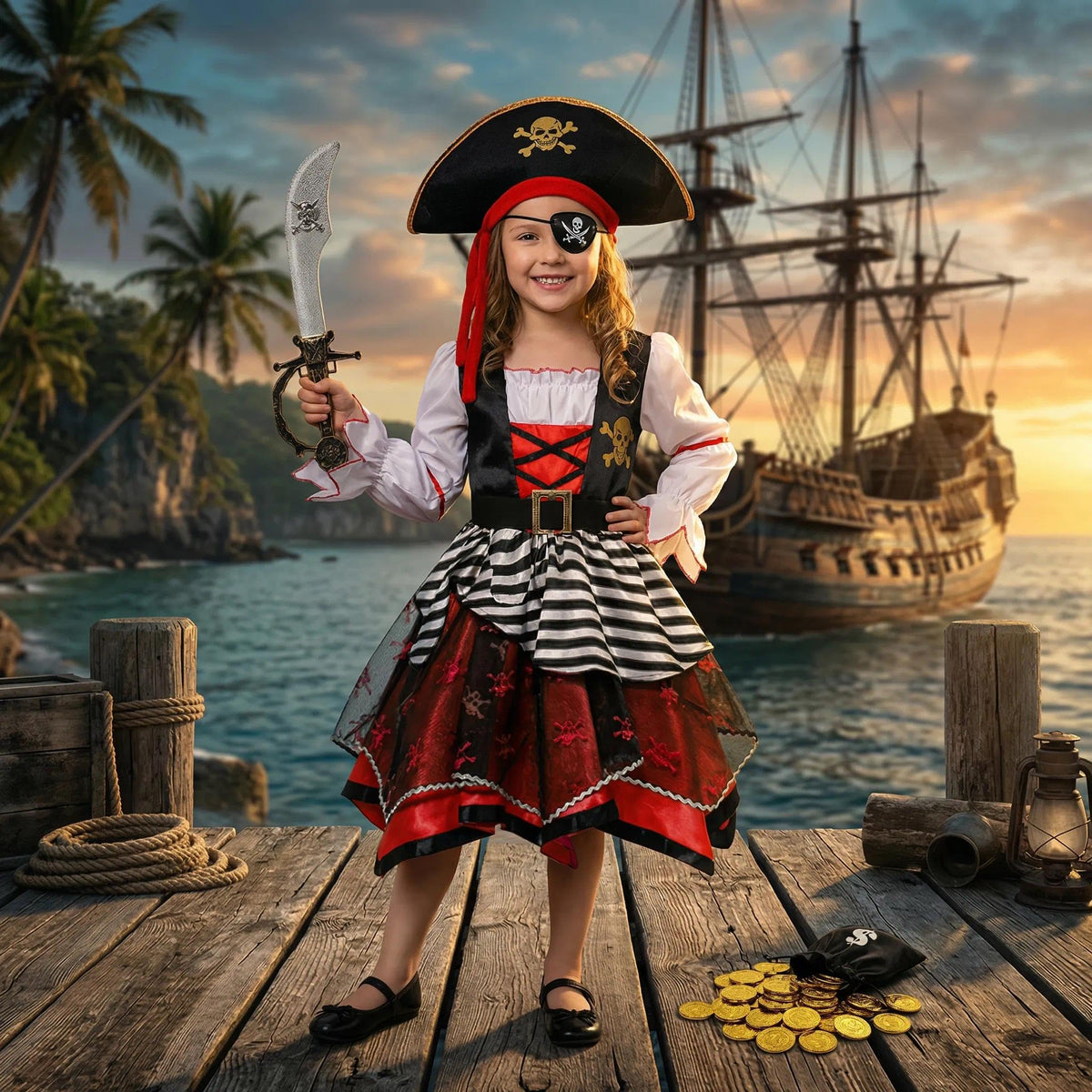 Frekuyrt pirate coins close-up shows shiny treasure details