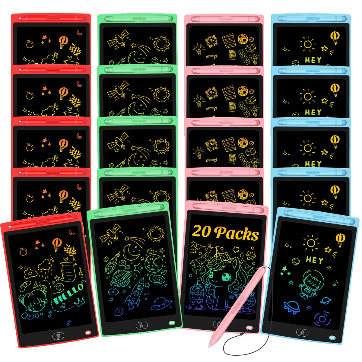 Frelswon 20-pack LCD writing tablet blue front for endless doodling on the go