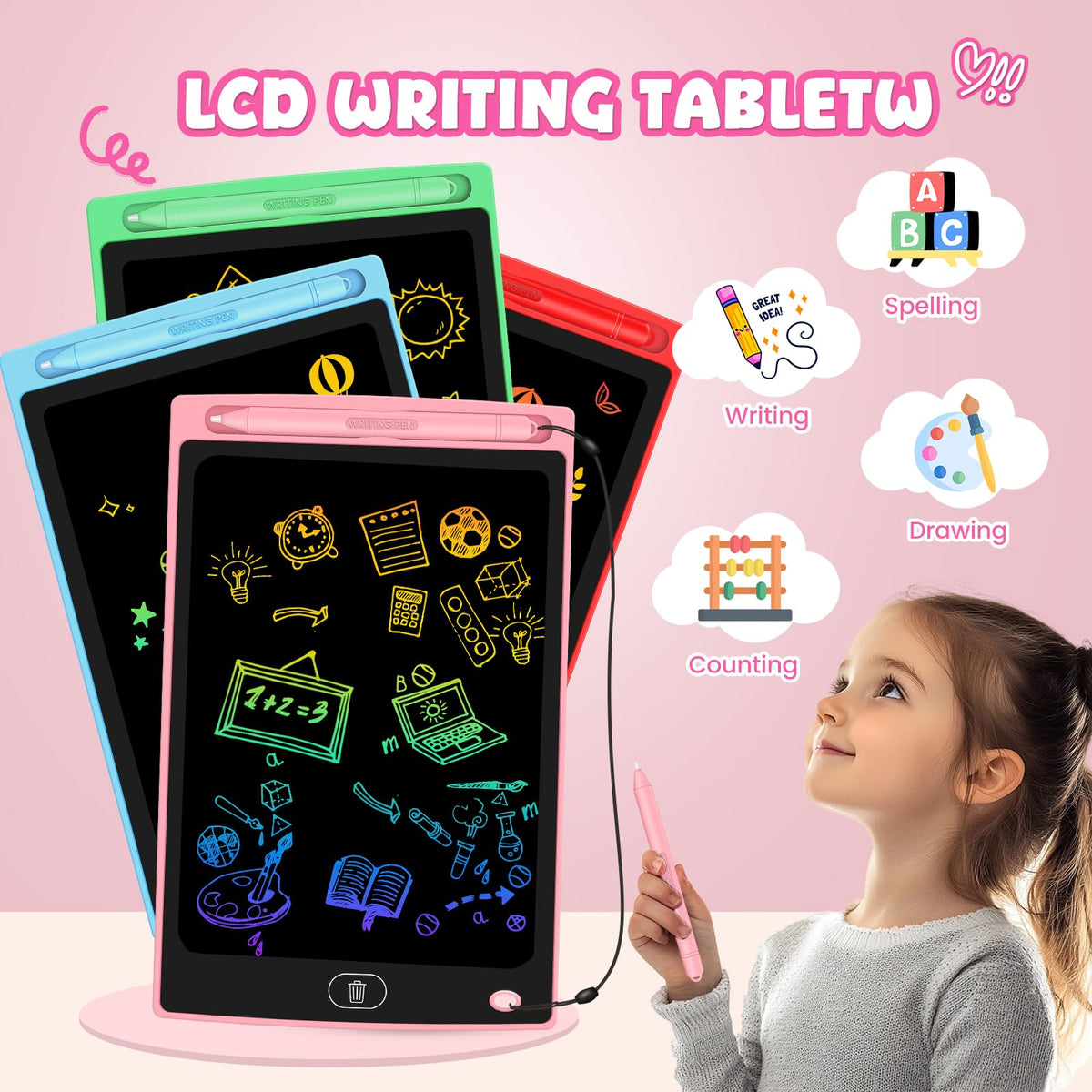 Frelswon 20-pack LCD writing tablet green front supports creative drawing sessions