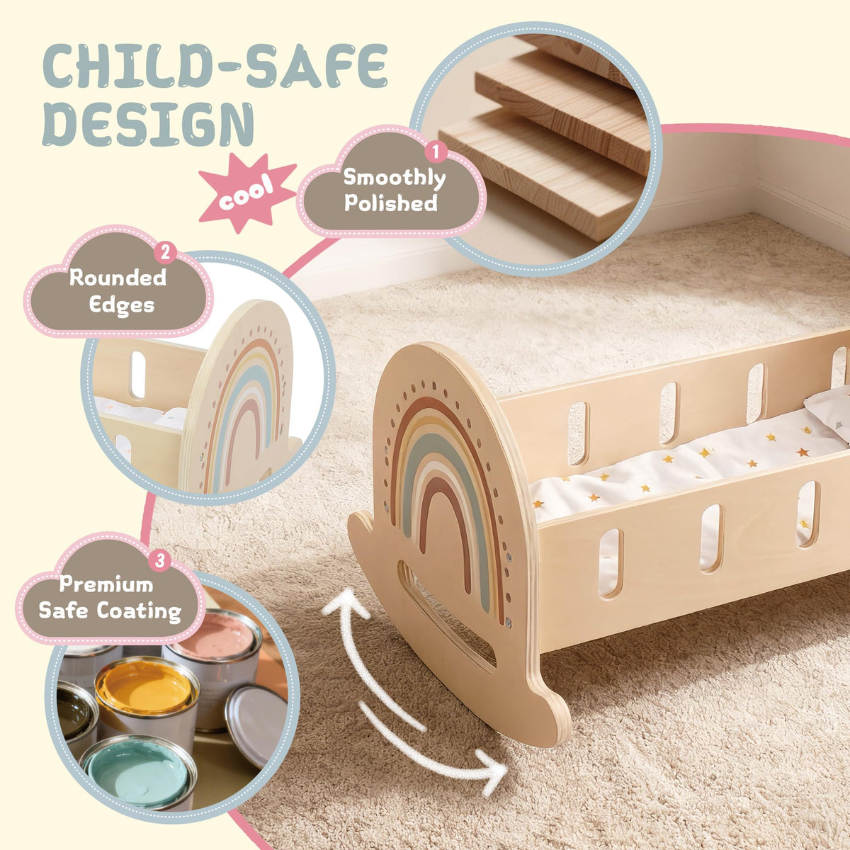 FReniland 18-inch doll compatibility shown in roomy interior
