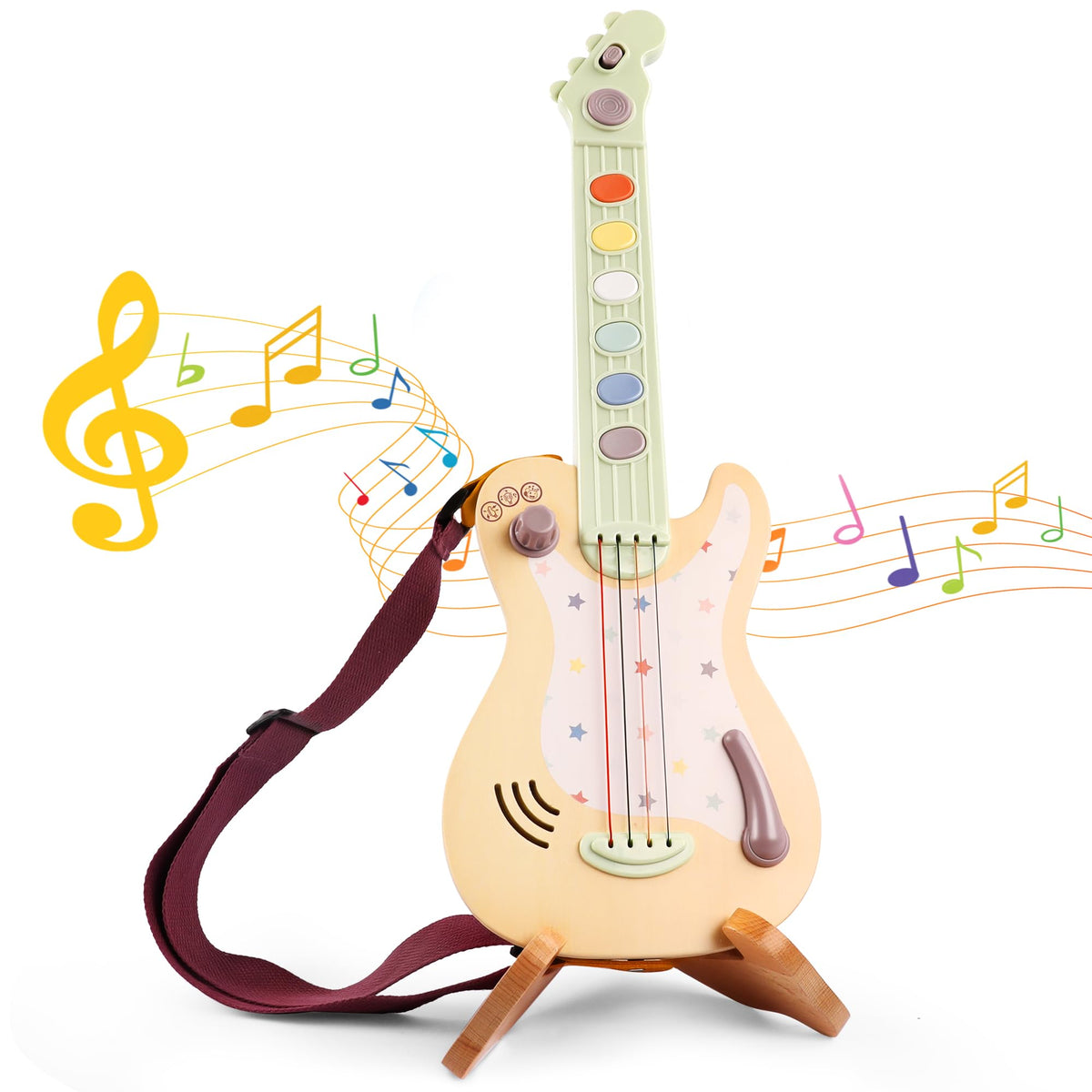 FReniland Electric Guitar Toy with real strings promotes hands-on musical exploration and coordination.