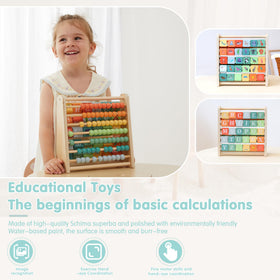 FReniland wooden abacus beads rainbow 70-bead layout for color sorting and early math