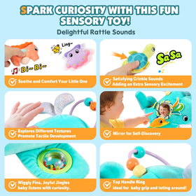 FREYBLI Crinkle textures provide gentle, engaging sounds during play.