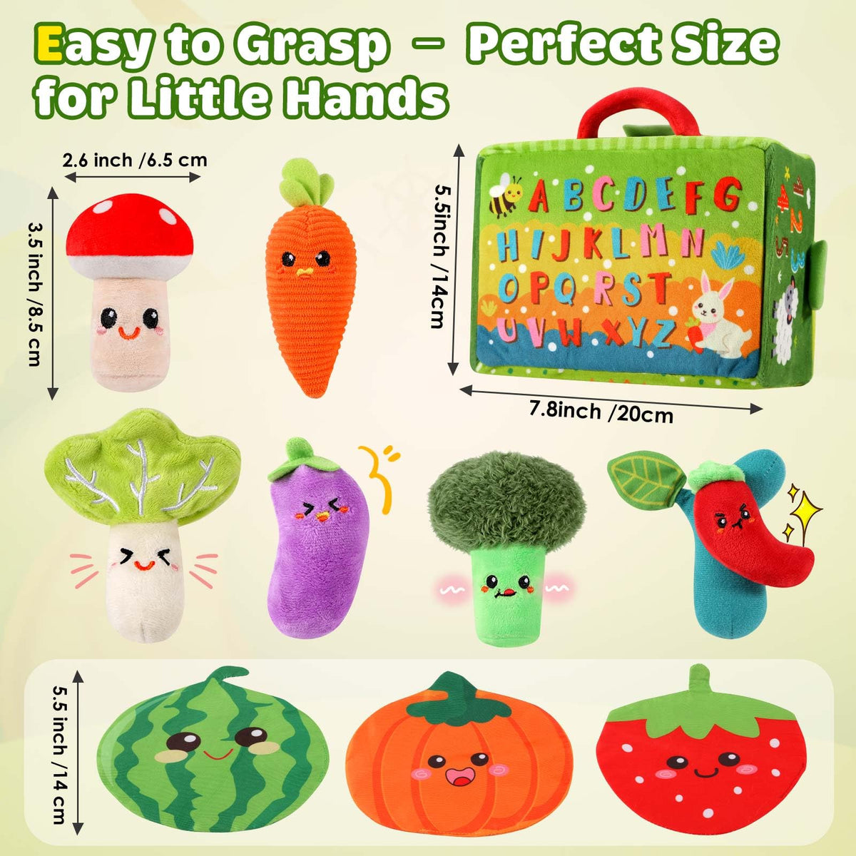 FREYBLI Sensory Garden crinkle leaf toy adds texture for exploration.