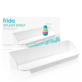 Frida Baby Splash Shelf barrier keeping bath water contained.