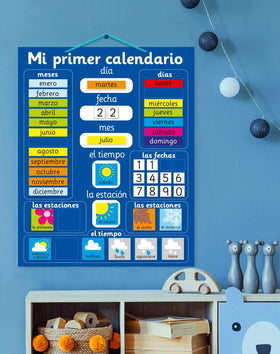 Fridge Magic blue hanging loop keeps the calendar neatly mounted