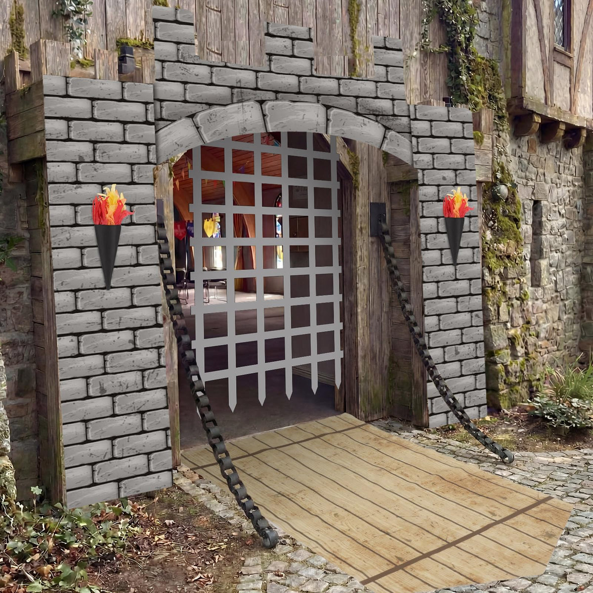 Frienda 3D torch prop right enhances lighting for castle displays.