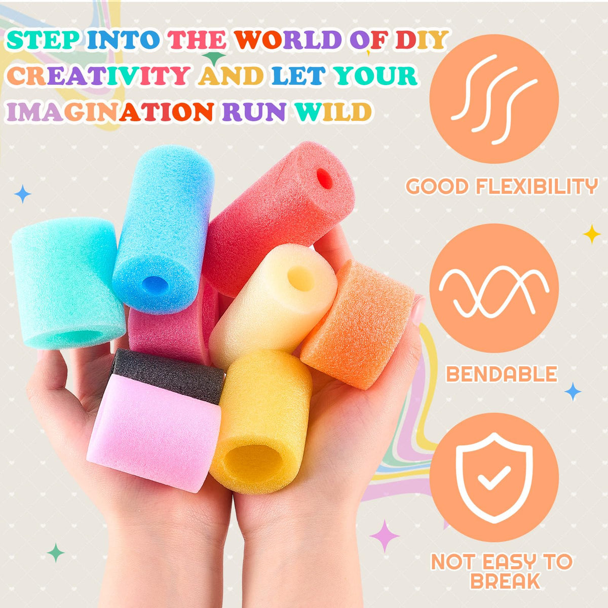 Frienda pool noodles bits craft-ready, perfect for necklaces and mosaics.