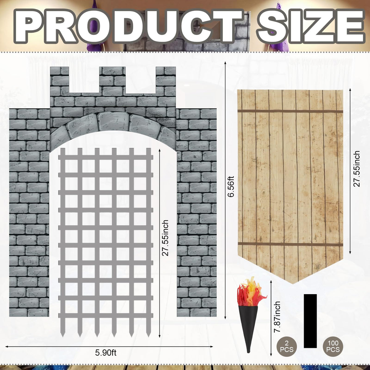 Frienda prison fence door cover adds authentic medieval atmosphere for party entrances.