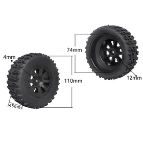 FriHobby nylon wheel rims provide durable support on rough outdoor terrain.