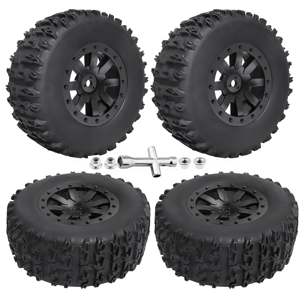 FriHobby pre-glued 1/10 SCT tires and wheels ready to install for faster setup.