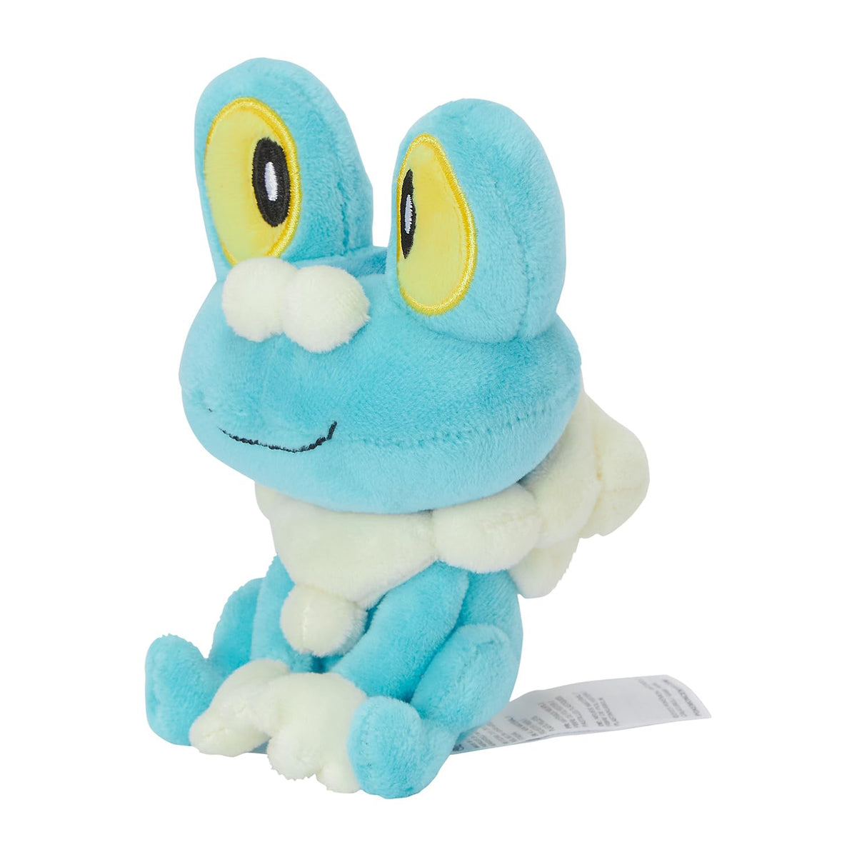 Froakie Sitting Cuties plush by Pokémon Center is palm-sized, ideal for shelves.