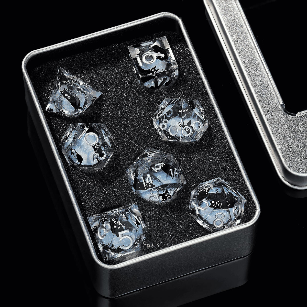 Sharp-edged Froggod DND dice designed for stable rolling.