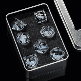 Sharp-edged Froggod DND dice designed for stable rolling.