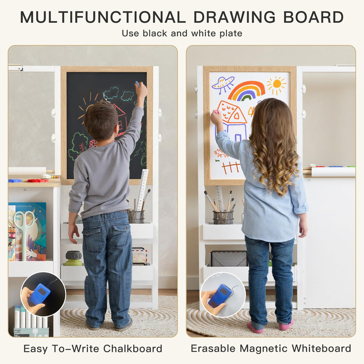 Frogprin adjustable double-sided easel shown for drawing and learning.