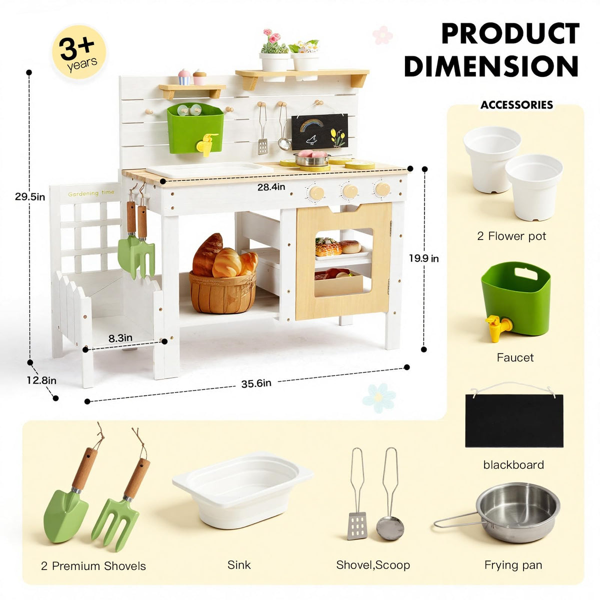 Frogprin Gardening Tools included encourage hands-on planting and role play.
