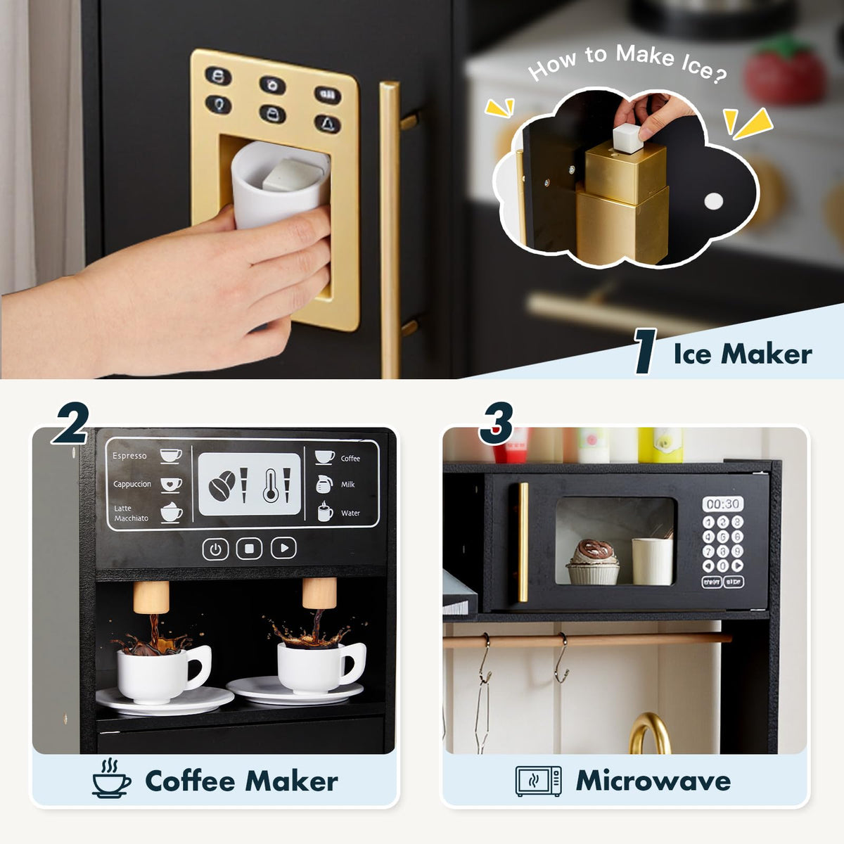 Frogprin Play Kitchen oven fosters imaginative baking and meal prep.