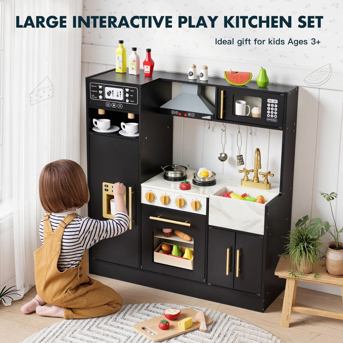 Frogprin Play Kitchen pots and pans set enables complete pretend meals.