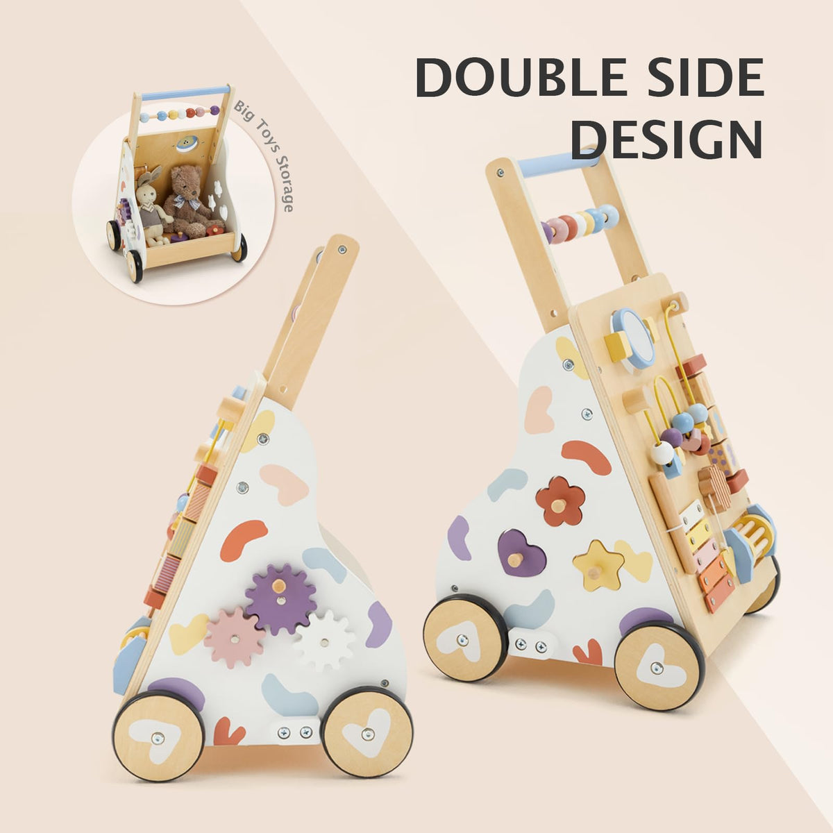 Frogprin wooden baby walker animal design makes a charming first-walker gift.