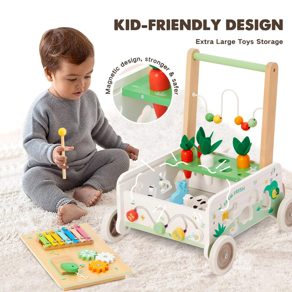Frogprin spinning gears offer cause-and-effect play for curiosity.