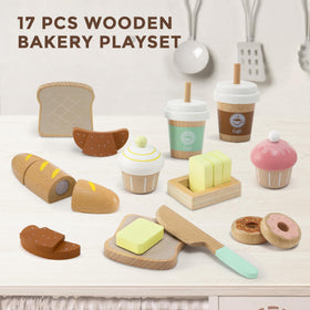 Frogprin wooden bakery croissants enhance storytelling during kitchen play.