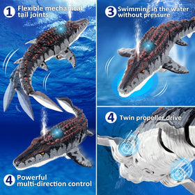 fromeasy Mosasaurus RC dinosaur toy LED light for nighttime fun
