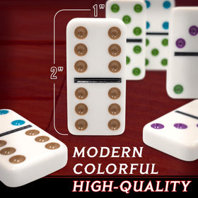 Front Porch Classics double twelve color-dot dominoes support clear, quick play.