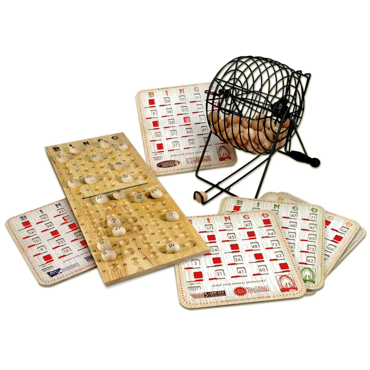 Front Porch Classics State Fair Bingo wooden balls delivering a satisfying rattle in classic rounds