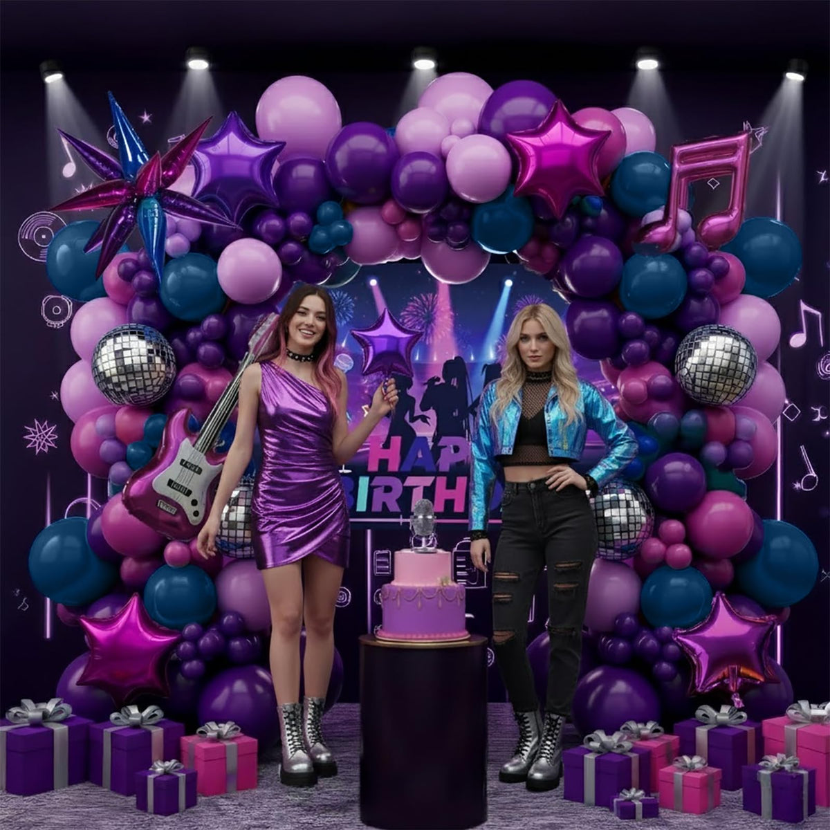 Froufing K-Pop disco notes balloons add playful energy for dance moments.