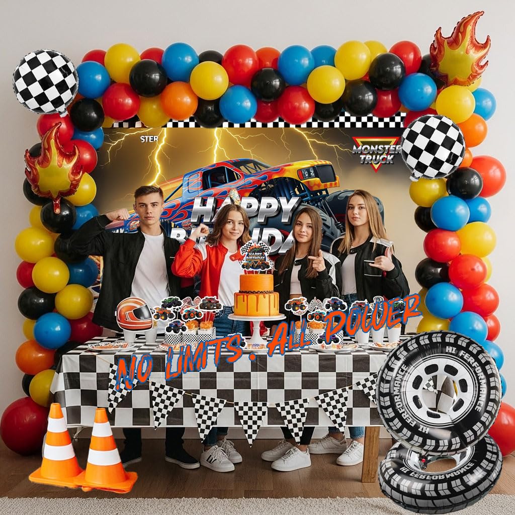Froufing truck birthday banner welcomes guests with personalized celebration vibes