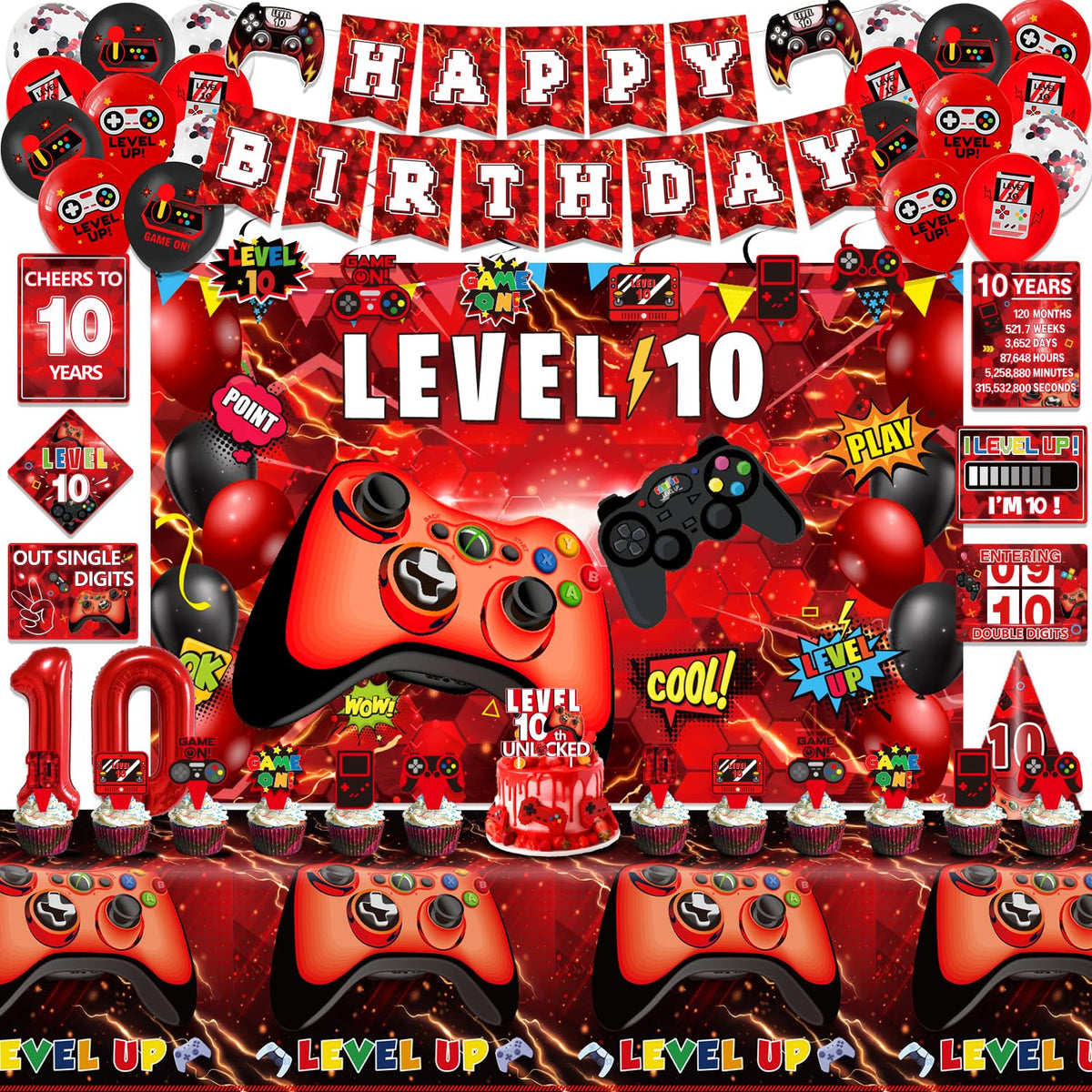 FrozzlyFun Level 10 backdrop for dramatic gamer party photos