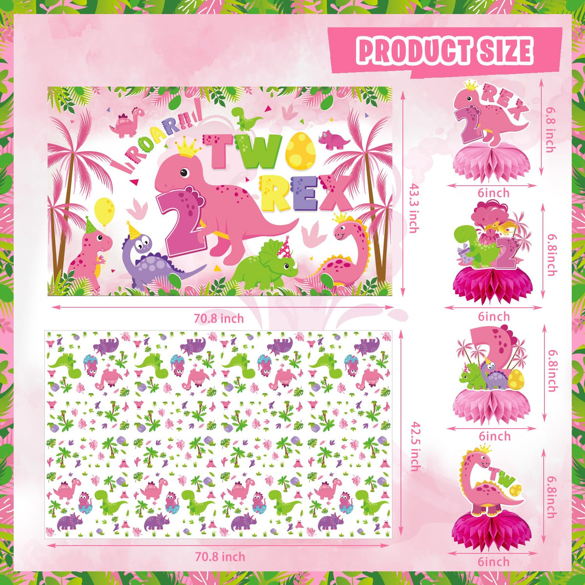 FrozzlyFun pink dinosaur centerpieces add charming focal points