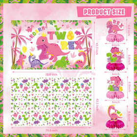 FrozzlyFun pink dinosaur centerpieces add charming focal points